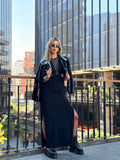 BIKER OVERSIZE ECOCUERO LISO MANGA LENTEJUELA